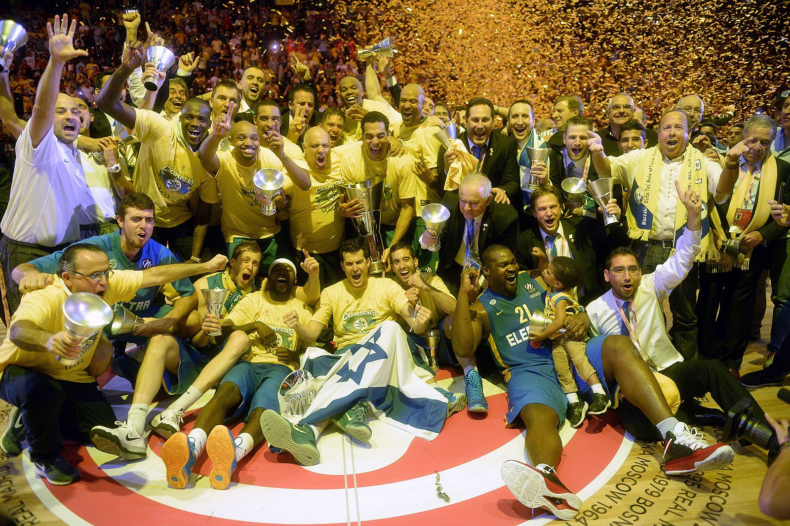 La plantilla del Maccabi Electra de Tel Aviv celebran su sexto título de Euroliga.