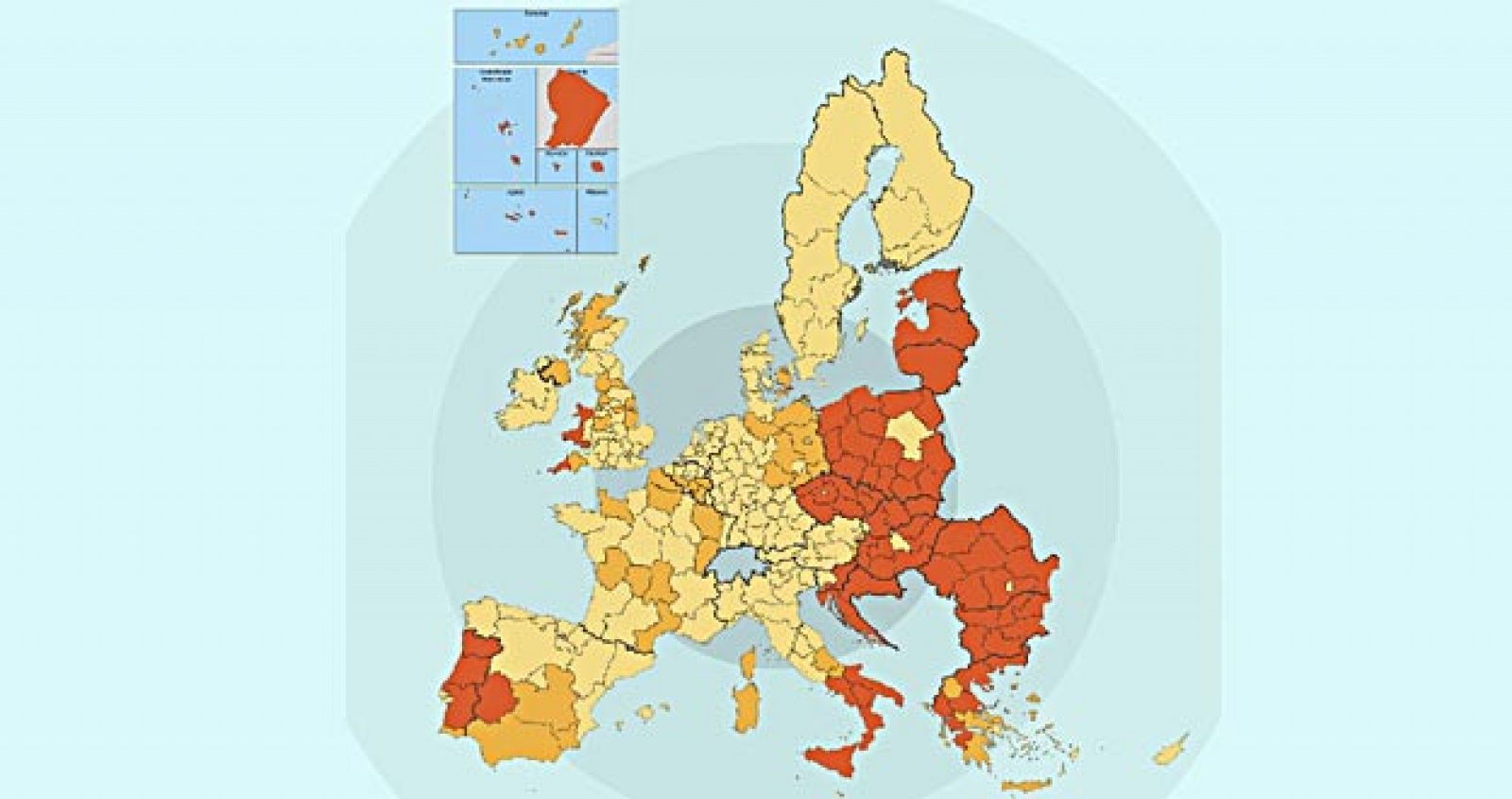 Mapa de ayudas a la inversión por regiones europeas