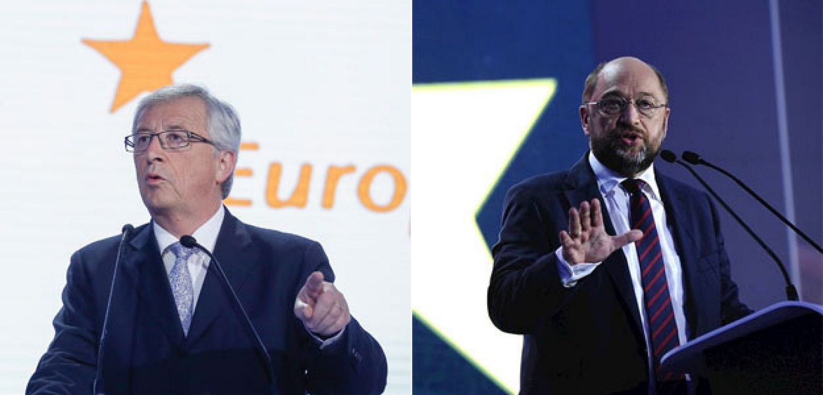 Jean-Claude Juncker y Martin Schulz, candidatos del PPE y el PSE a presidir la Comisión Europea.