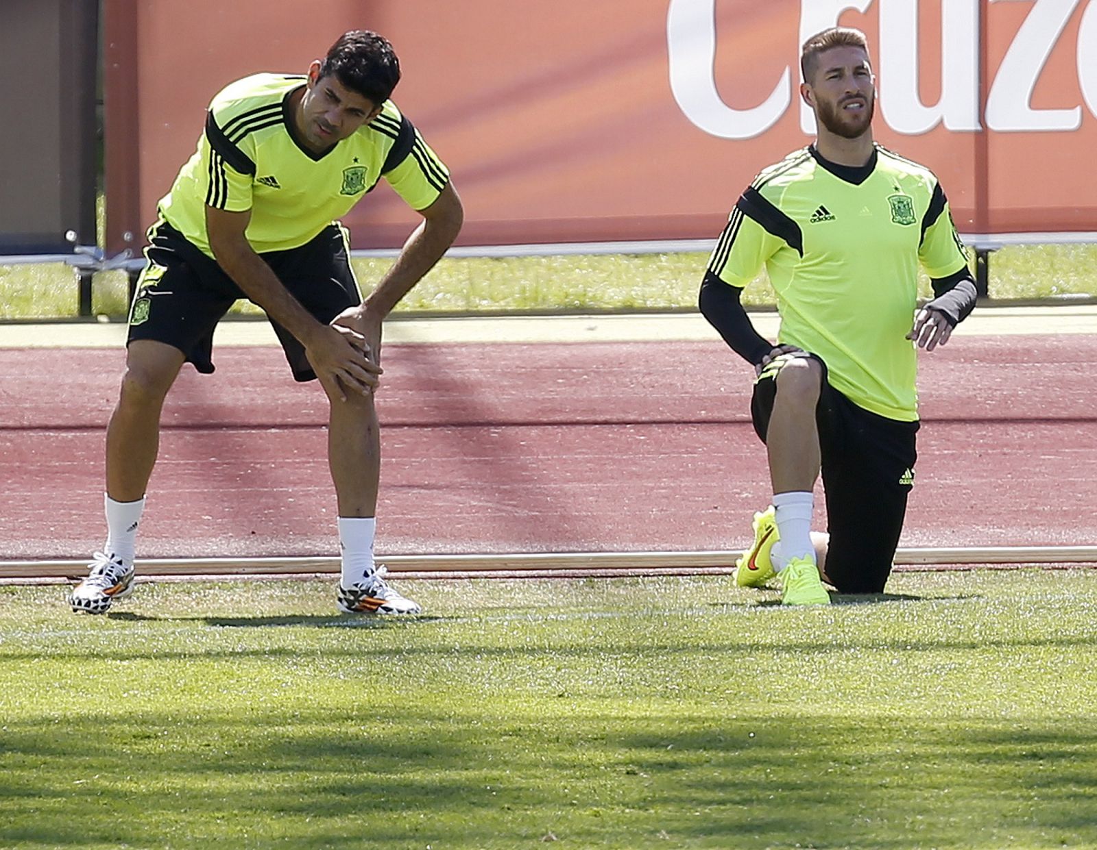 ergio Ramos attend a training session of Spain's national soccer team at Las Rozas playground near Madrid