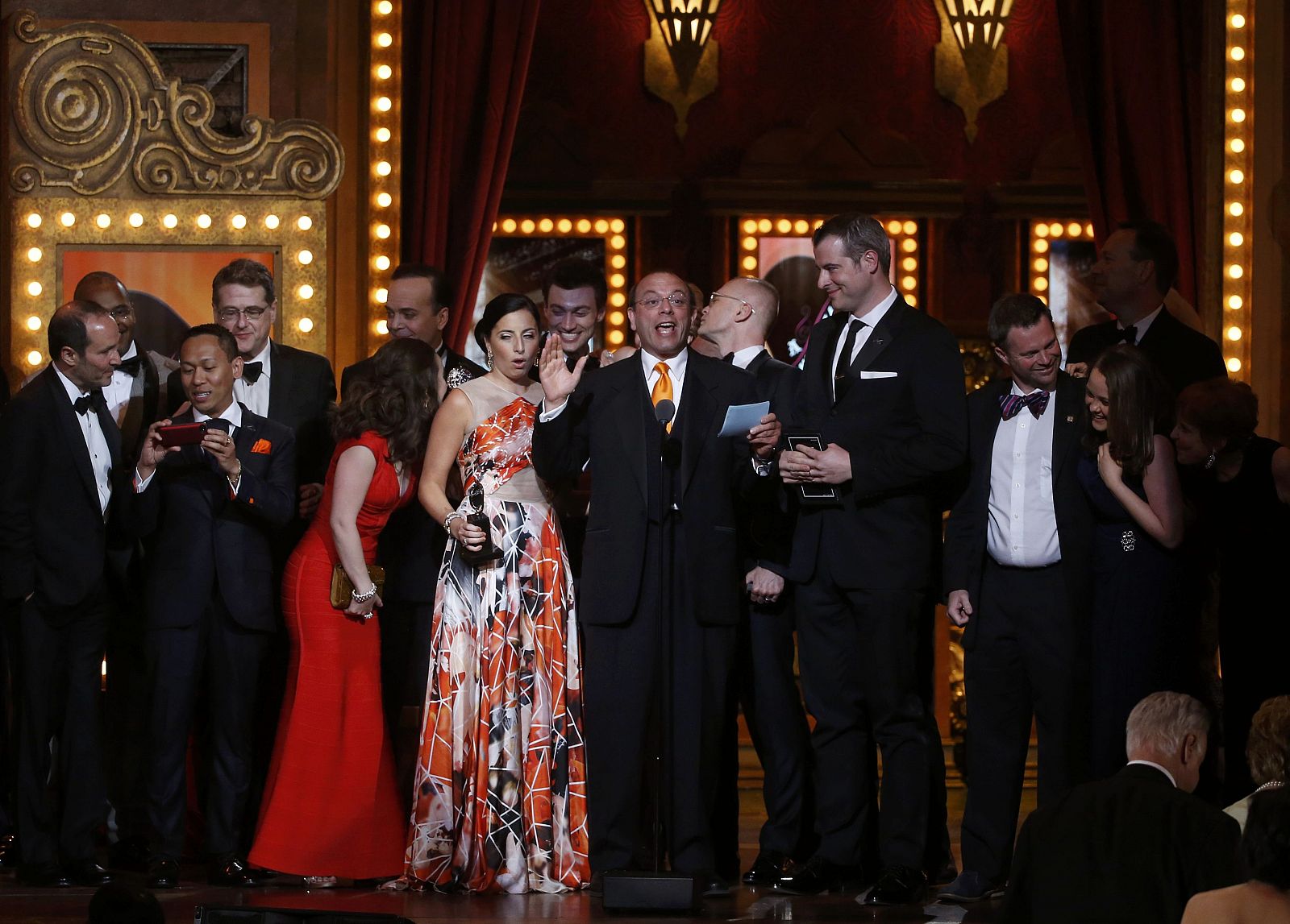 Joey Parnes accepts his award during the American Theatre Wing's 68th annual Tony Awards at Radio City Music Hall in New York