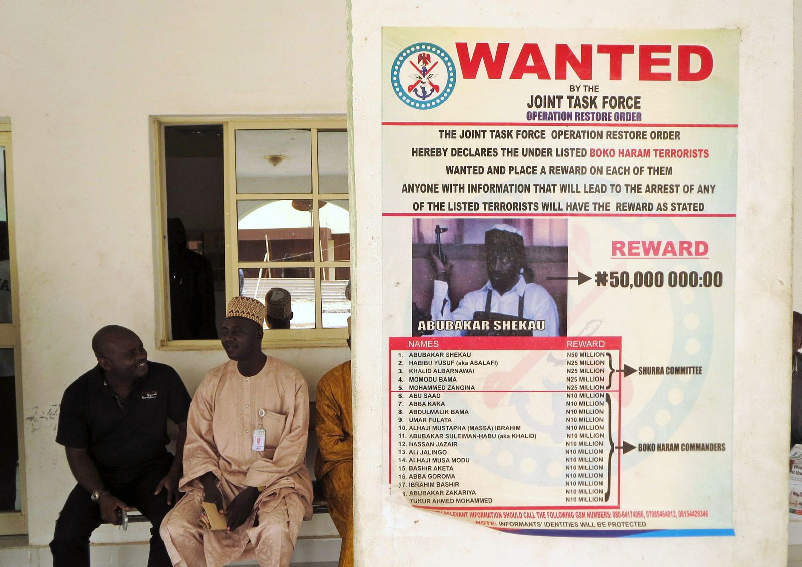 Un póster advierte de la búsqueda del líder de Boko Haram en Maiduguri, en el estado de Borno.