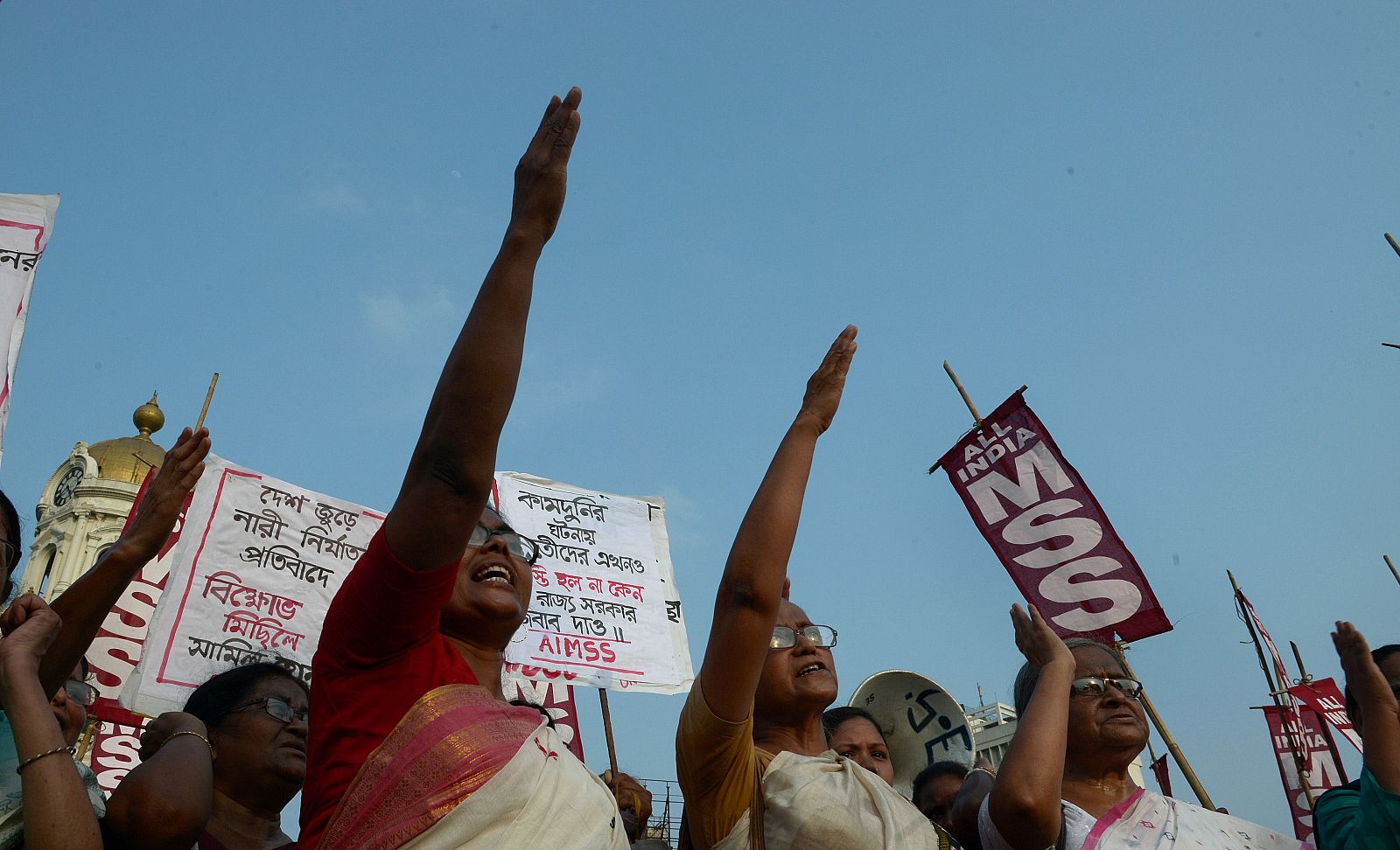 Protesta en la India por la violencia contra las mujeres.