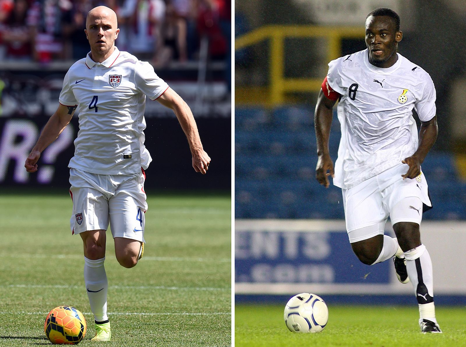 Michael Bradley (i) y Michael Essien se verán las caras en el partido.