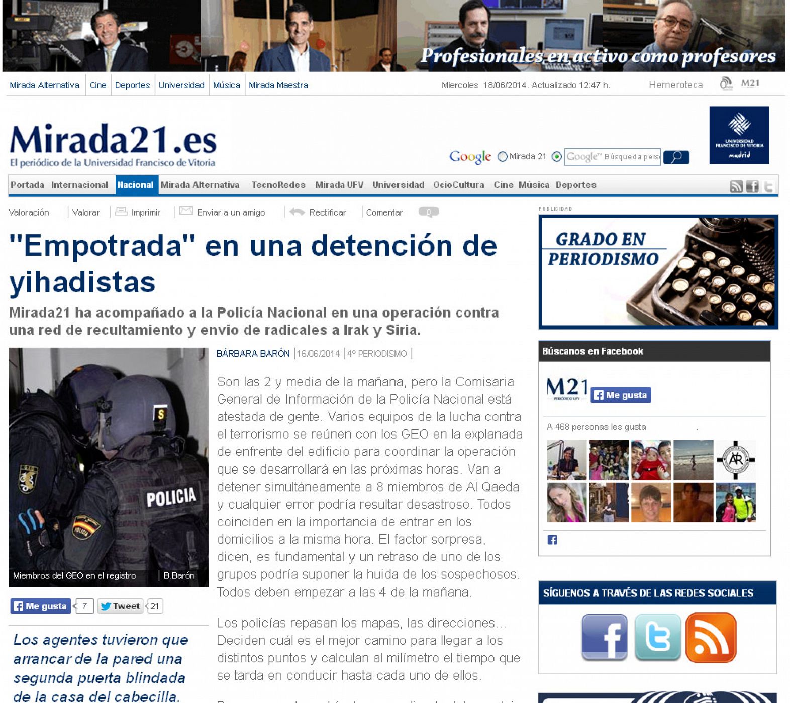 Reportaje publicado por Barbara Barón en Mirada 21.es.
