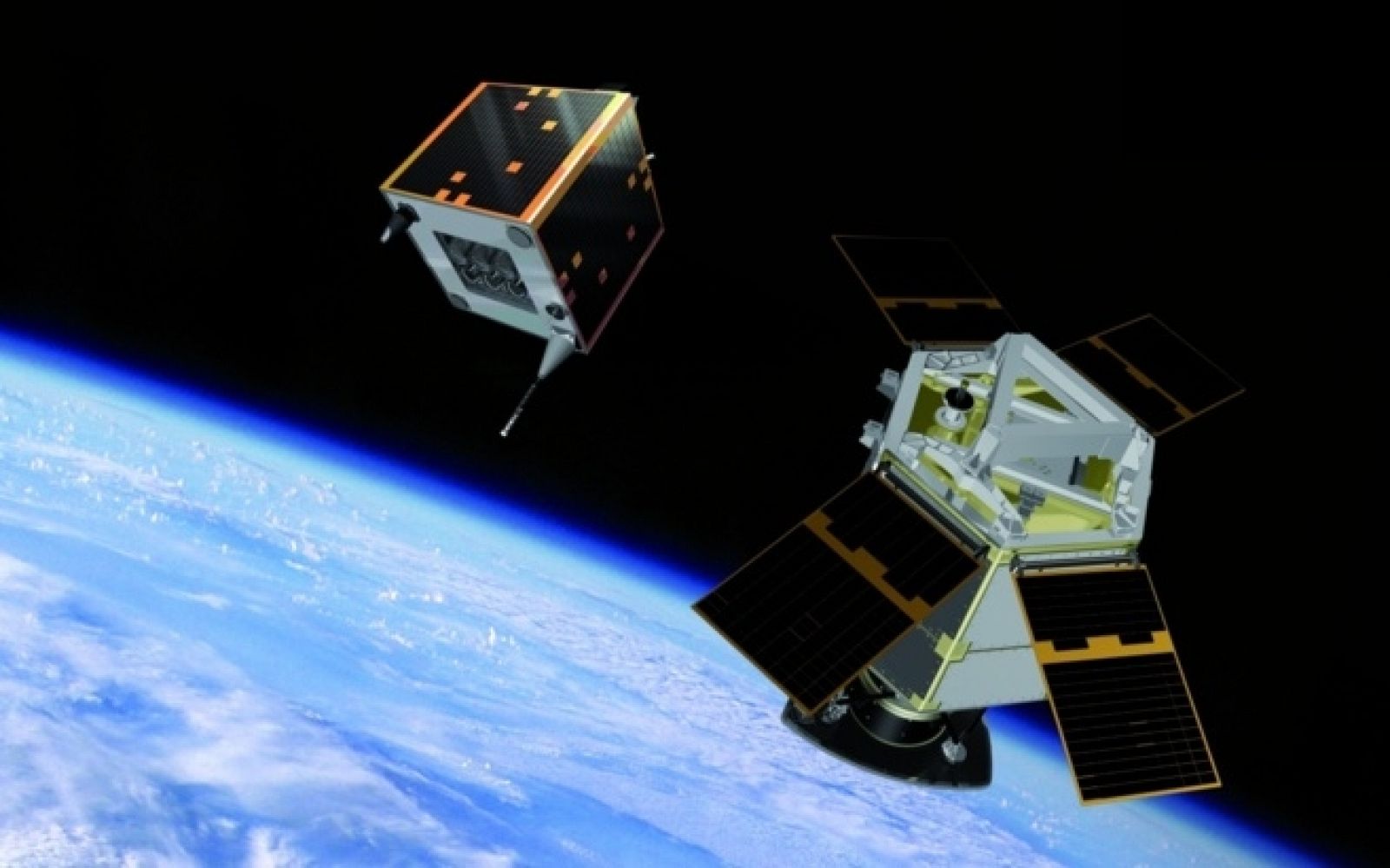 Ilustración del satélite Deimos 2 en órbita.