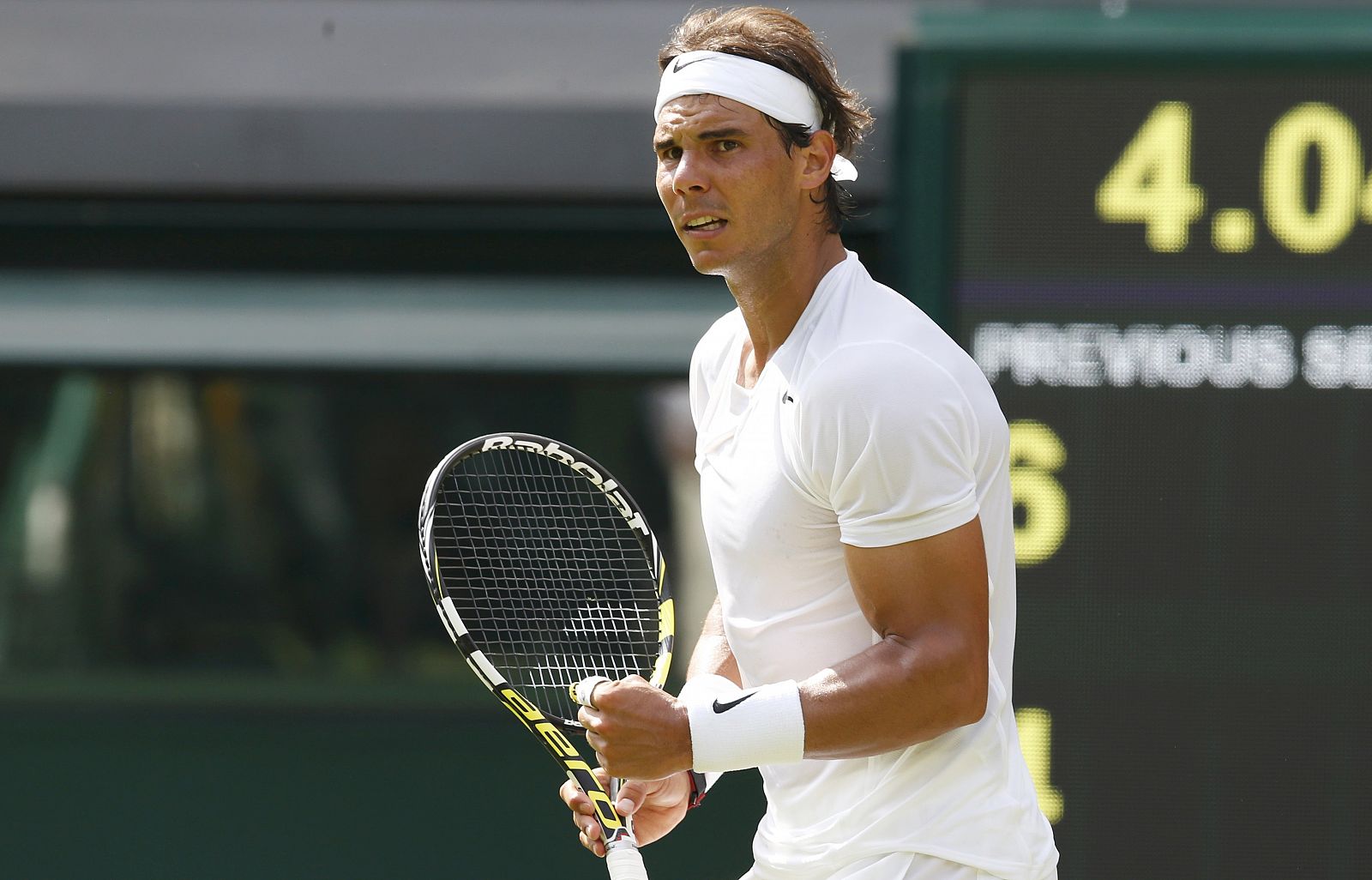 Rafael Nadal celebra un punto en su partido ante Martin Klizan