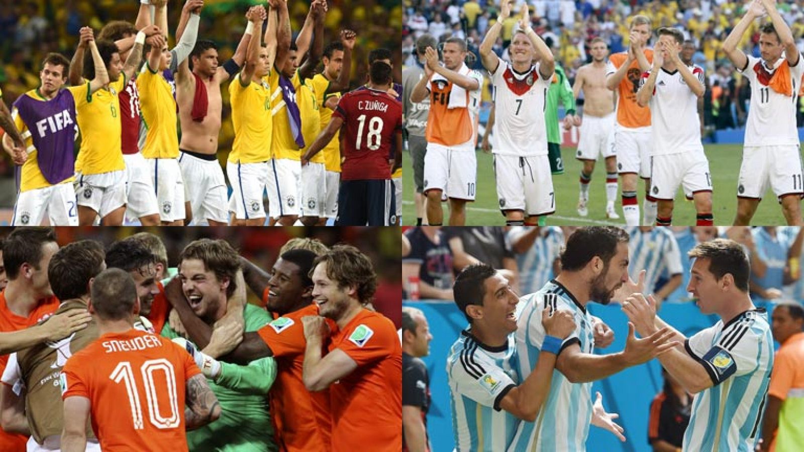 Brasil, Alemania, Holanda y Argentina celebran su pase a semifinales