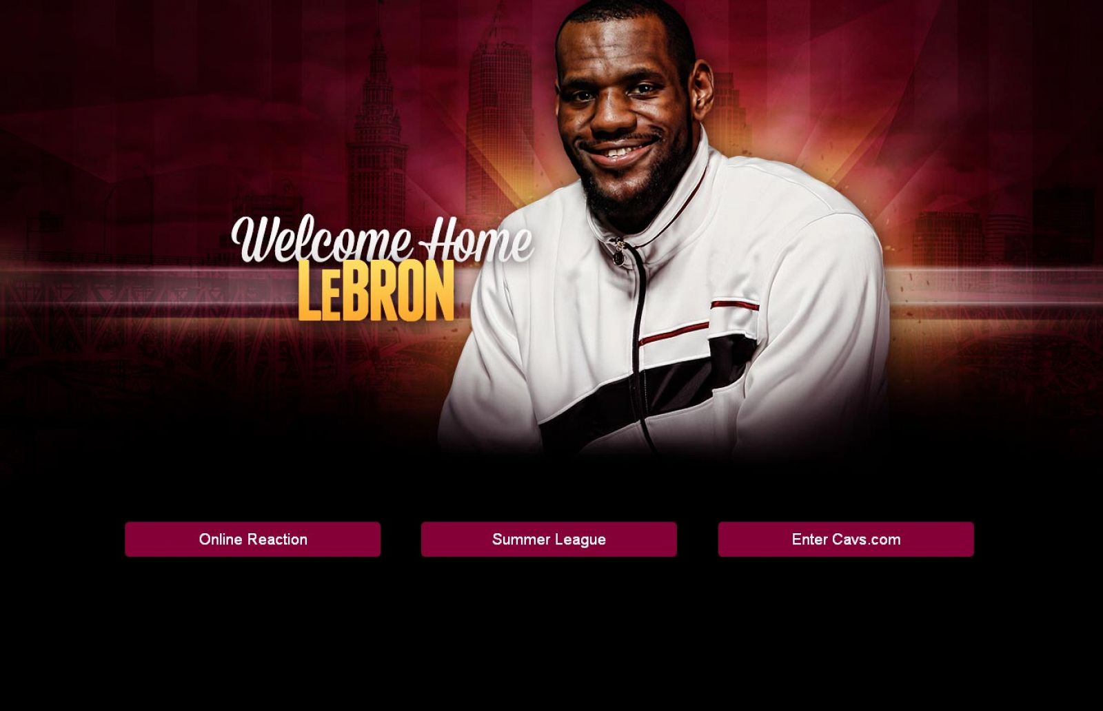 La web oficial de Cleveland Cavaliers anuncia el regreso de LeBron James con un mensaje: "Bienvenido a casa"