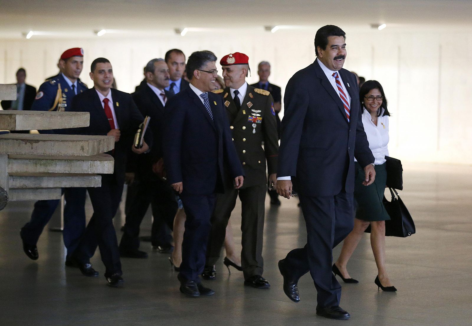 El presidente de Venezuela, Nicolás Maduro, a la salida de la reunión entre los BRICS y Unasur en Brasilia.