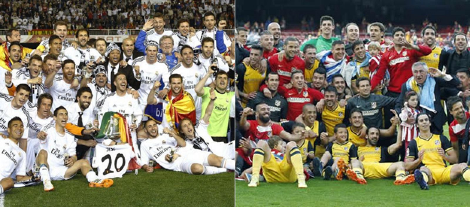 Real Madrid (i) y Atlético de Madrid (d) son los pasados finalistas de la Champions League.