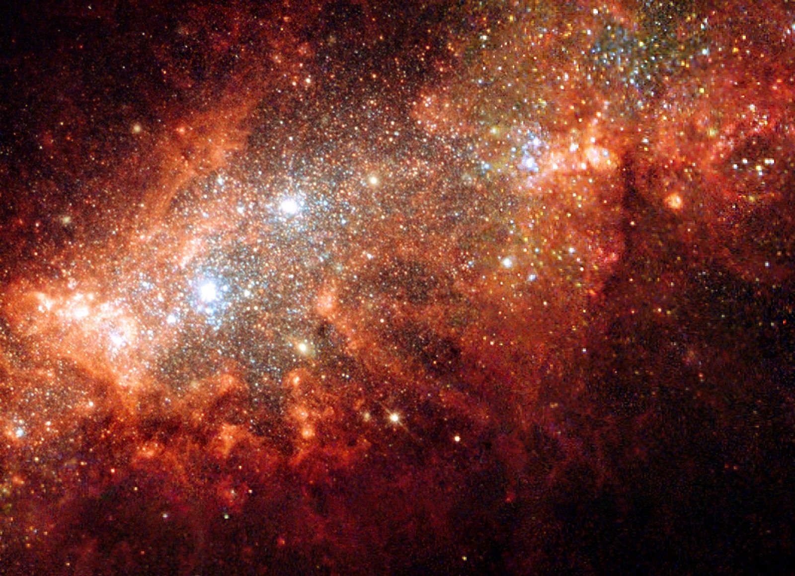 Centro de NGC 1569 observado por el Telescopio Espacial Hubble.