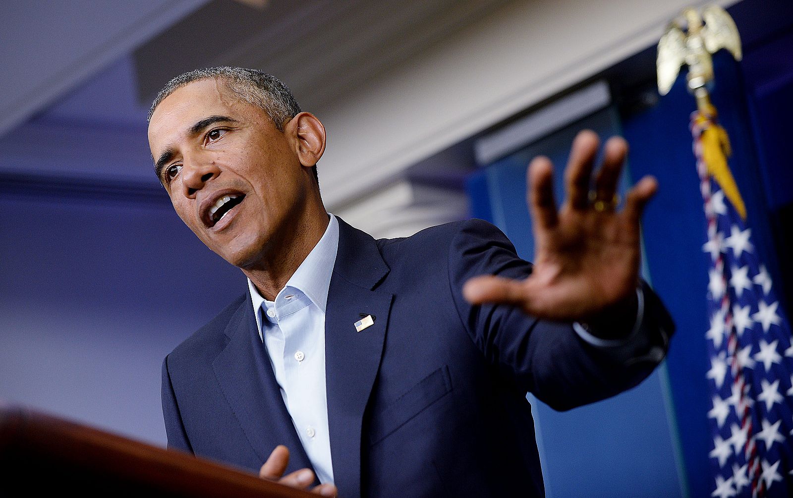 El presidente estadounidense, Barack Obama, durante una rueda de prensa sobre las operaciones militares en Irak en la Casa Blanca.
