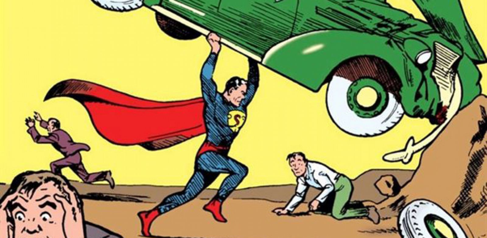 Fragmento de la portada del 'Action comics' Nº 1, publicado en 1938, el origen de Superman y también del género de superhéroes.