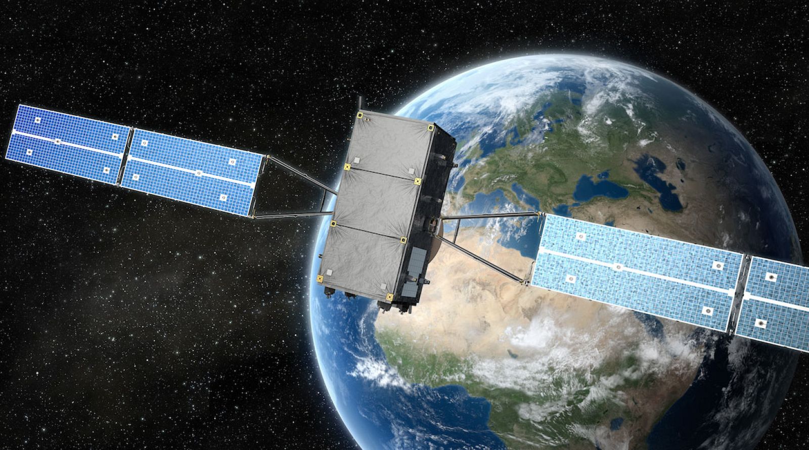 Impresión artística de un satélite Galileo en órbita