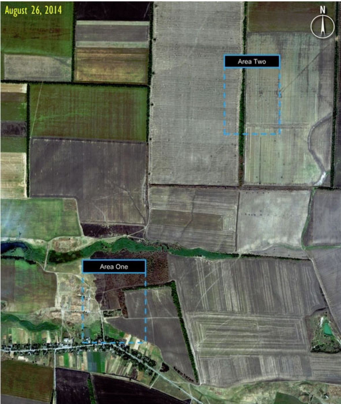 Imágen del satélite que muestra movimientos de tropas y de la oposición en el este de Ucrania