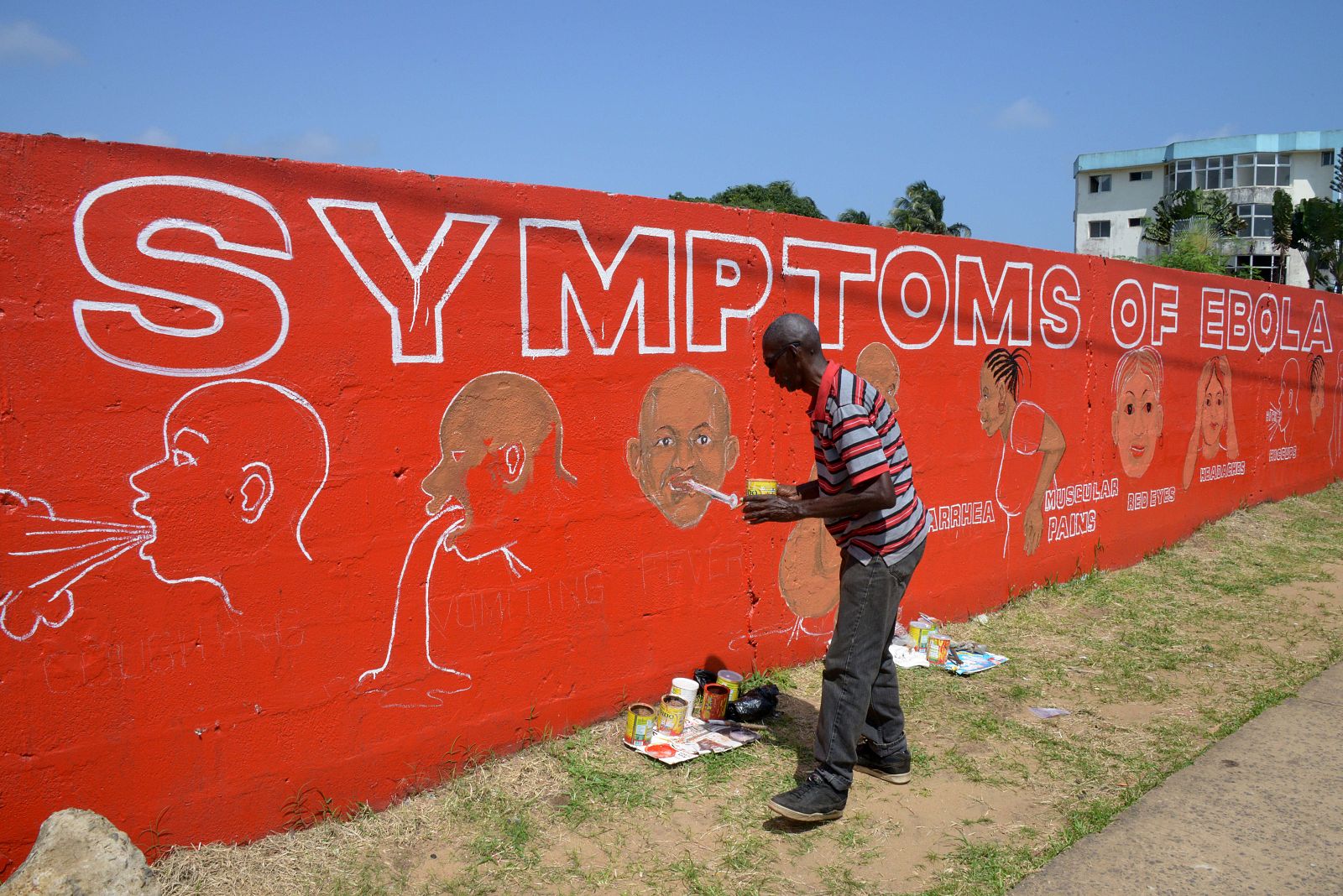 Mural para promover la prevención del ébola en Monrovia.