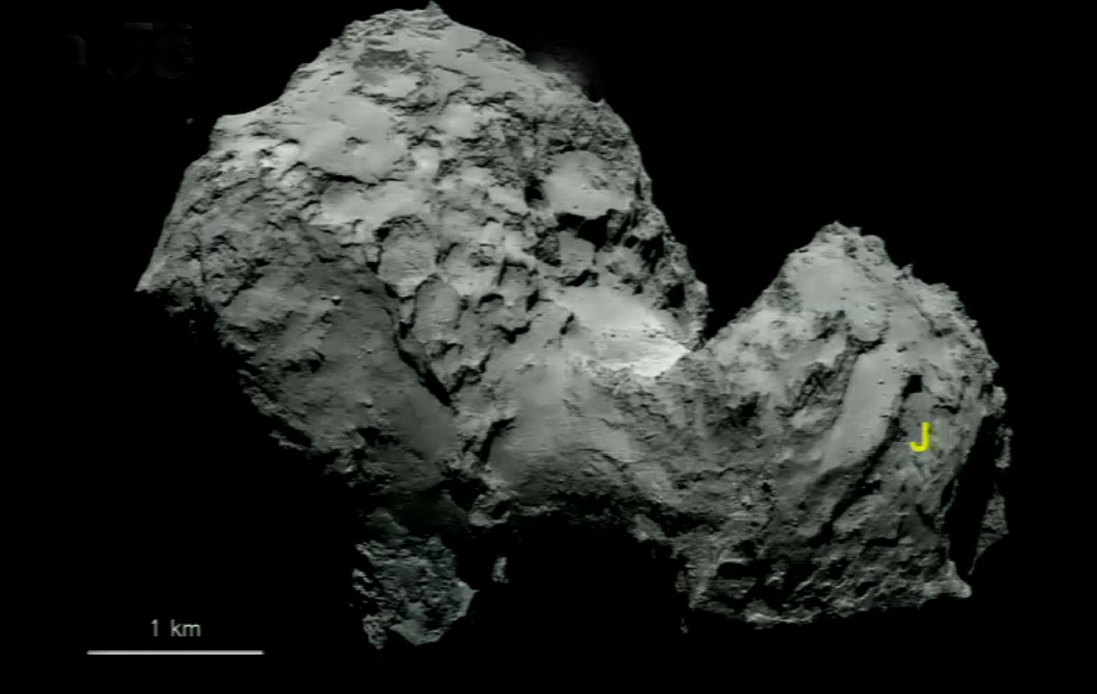 El 'Punto J' escogido para que la sonda Rosetta aterrice en noviembre.
