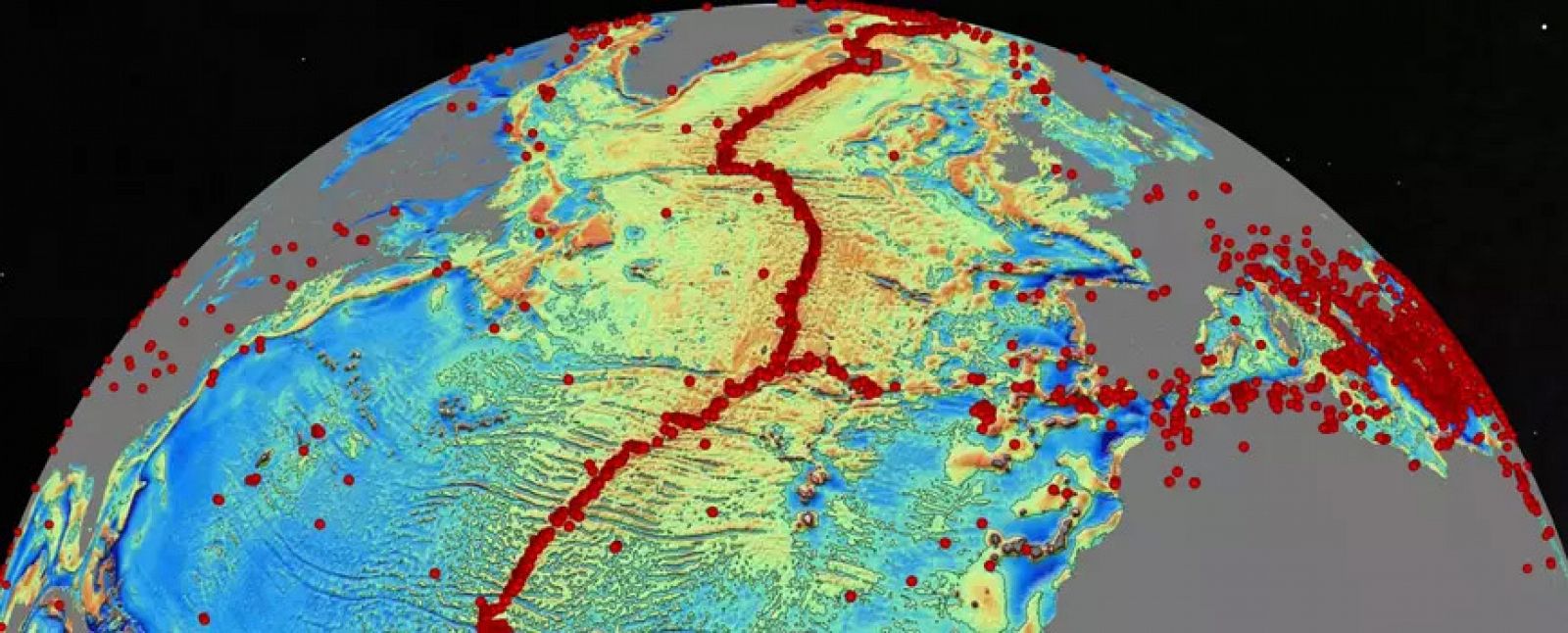 Detalle del mapa de las montañas del fondo marino.
