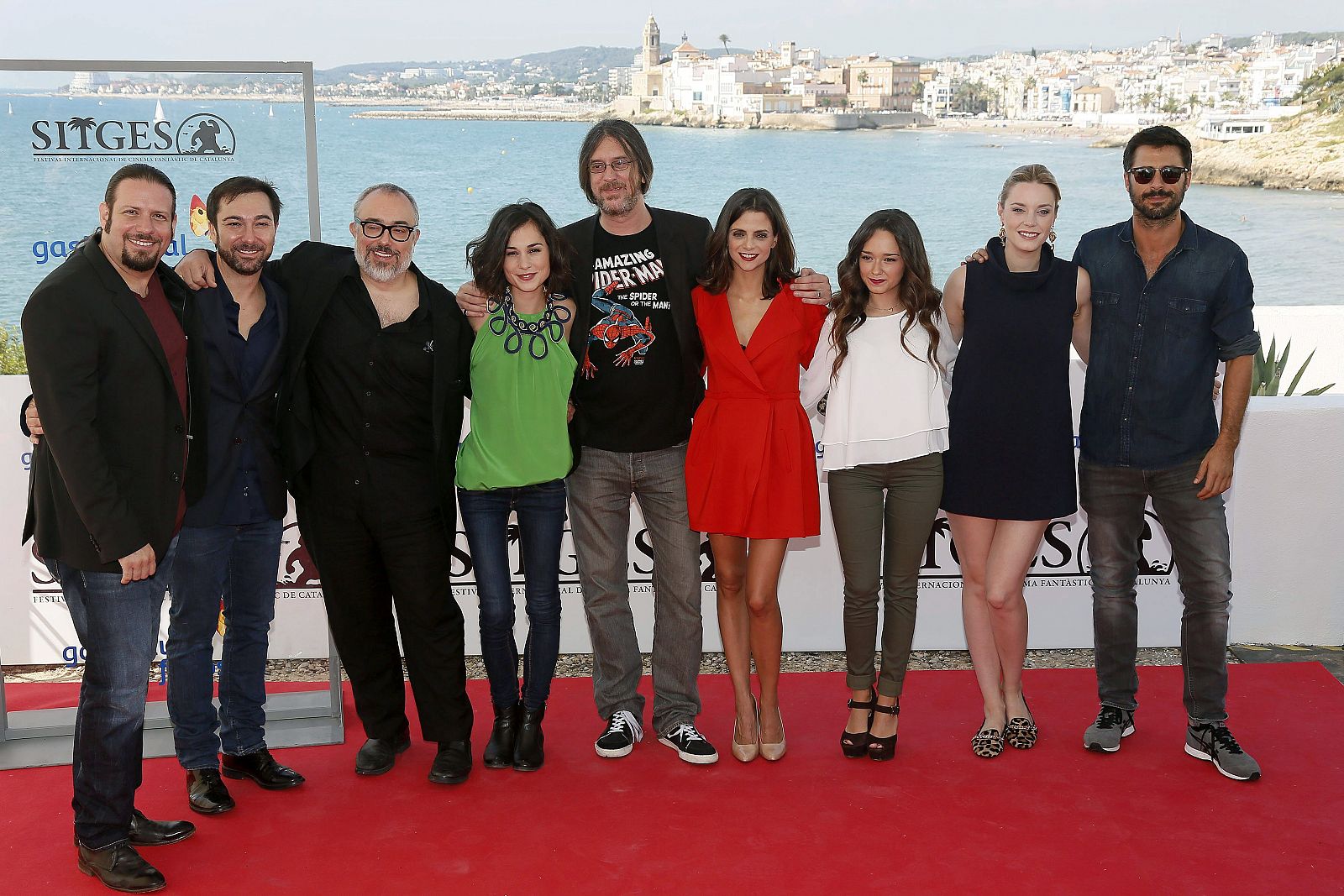 El elenco de la película 'Musarañas' posa durante la presentación del film en la 41 edición del Festival Internacional de Cinema Fantàstic de Sitges (Barcelona).