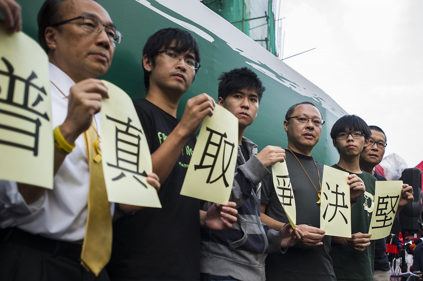 Líderes de la protesta pro-democracia en Hong Kong durante una rueda de prensa
