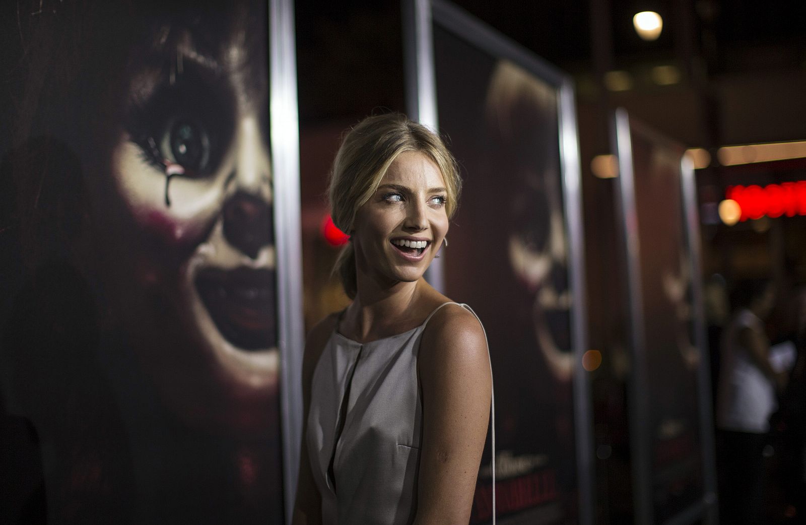 Cast member Wallis poses at the premiere of "Annabelle" at the TCL Chinese theatre in Hollywood