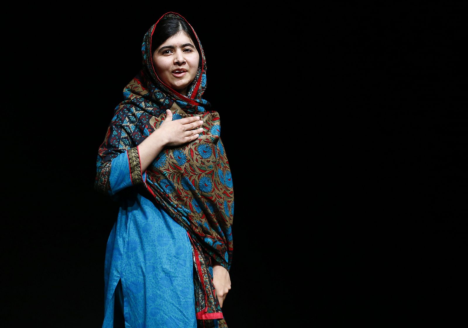 Pakistani schoolgirl Malala Yousafzai speaks at Birmingham library in Birmingham