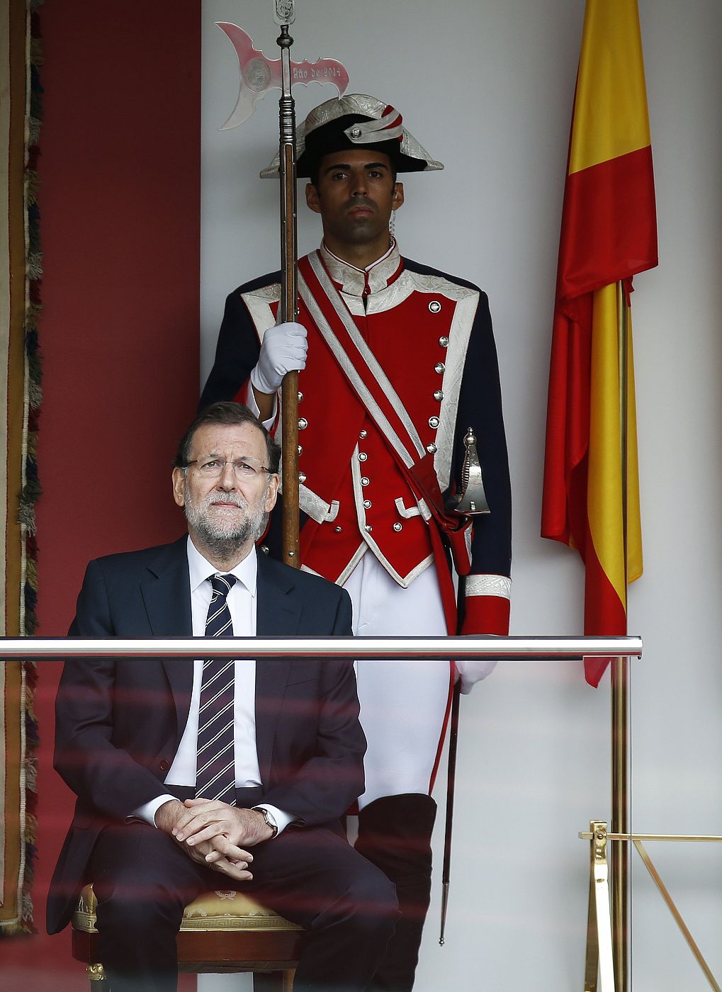 El presidente del Gobierno, Mariano Rajoy, durante los actos de celebración del Día de la Fiesta Nacional.