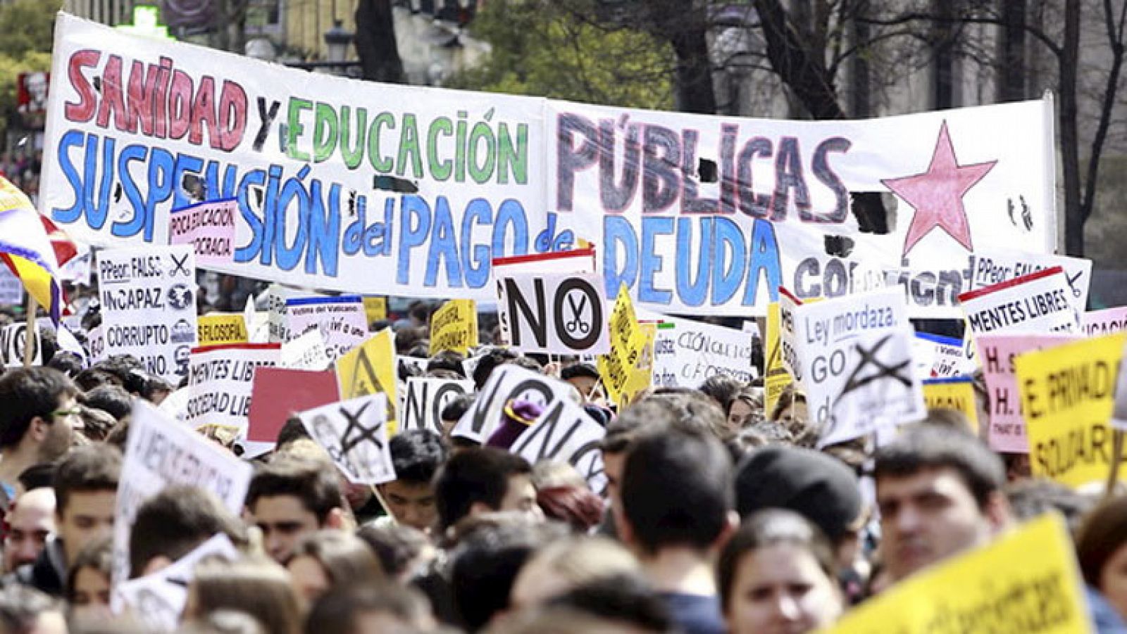Manifestaciones en una de las dos jornada de huelga convocada por el Sindicato de Estudiantes el pasado mes de marzo.
