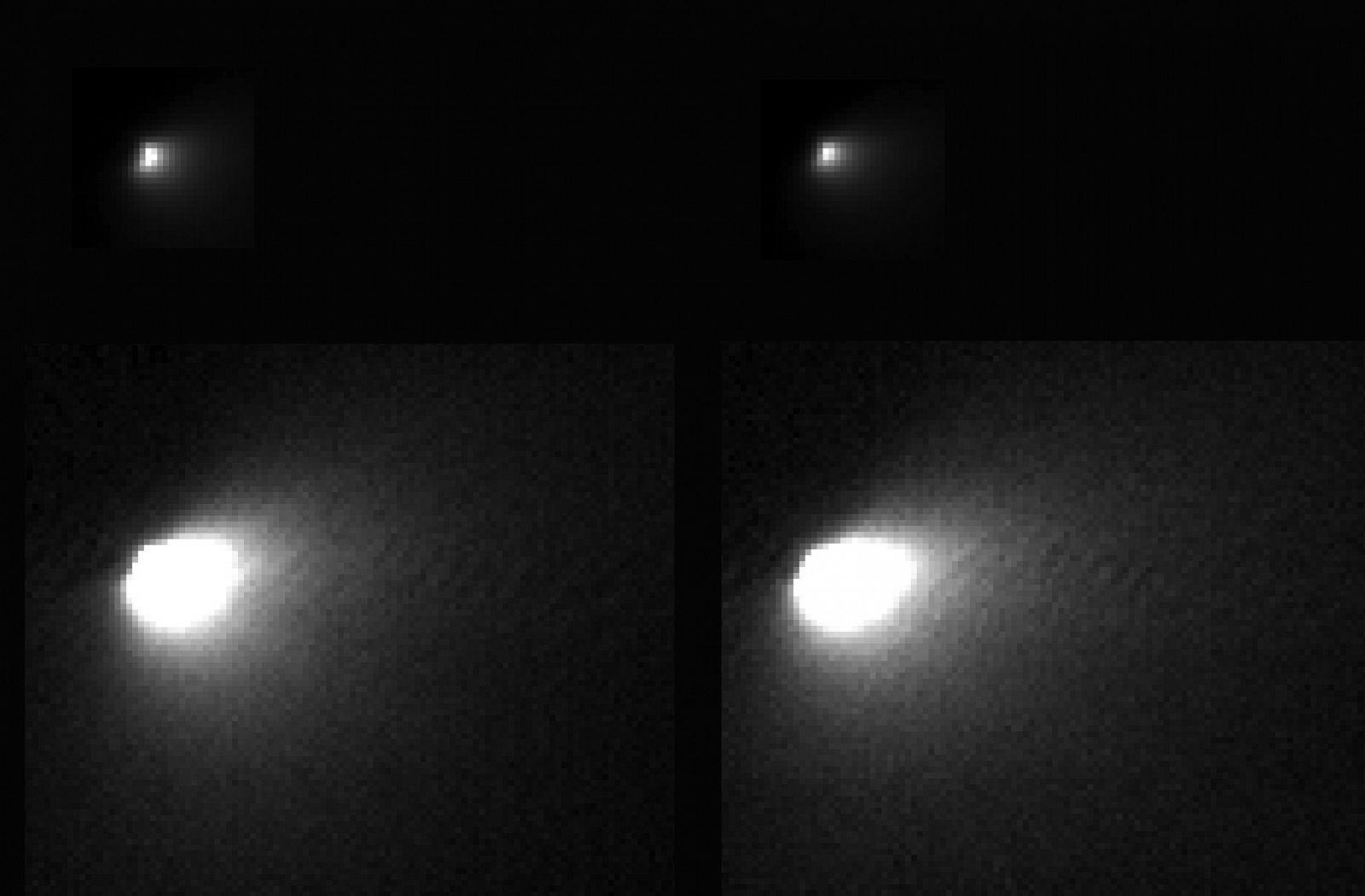 Imágenes tomadas por la sonda Mars Reconnaissance Orbiter de la NASA del cometa Siding Spring.