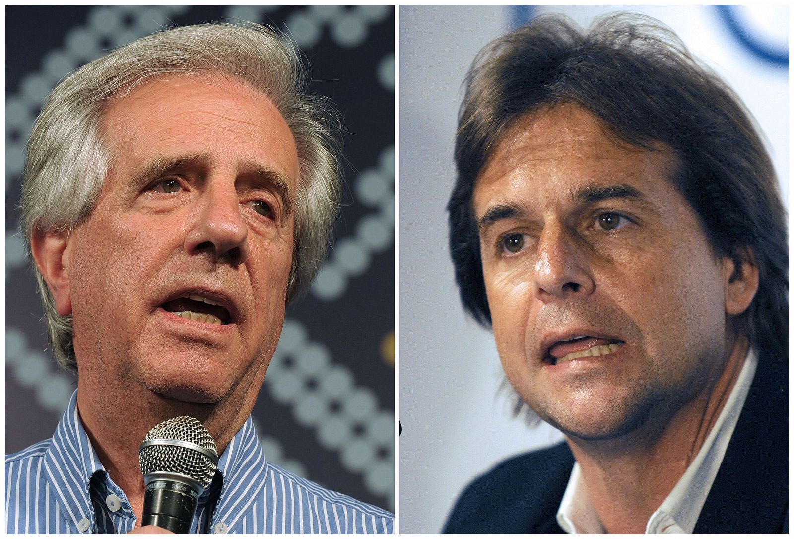 Los candidatos a la presidencia de Uruguay Tabaré Vázquez (izquierda) y Luis Lacalle Pou (dercha) se enfrentará en seguda vuelta.