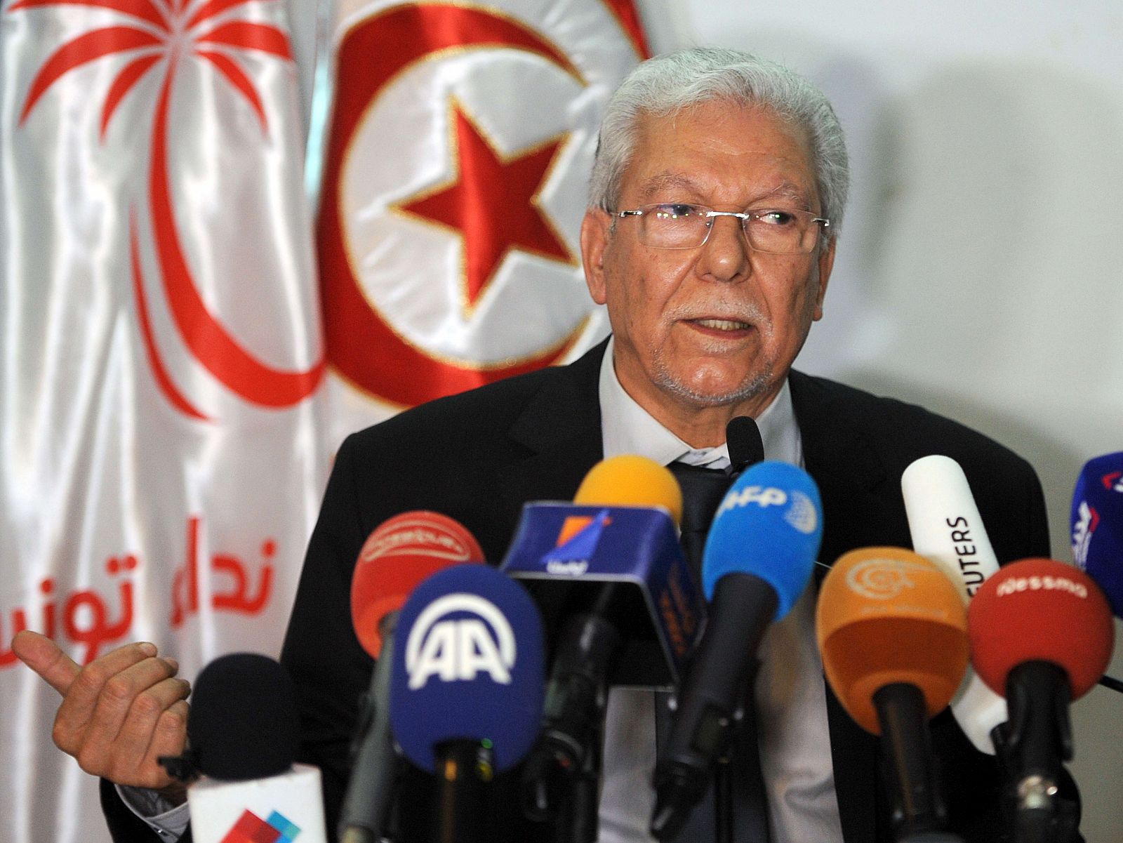 El secretario general de Nidá Tunis, Taieb Baccouche, tras las elecciones.