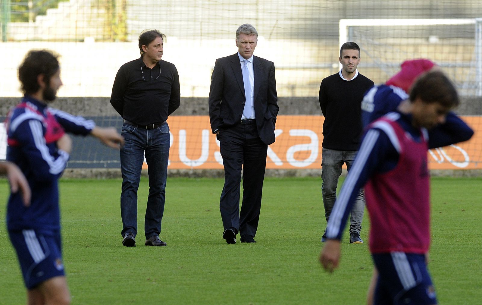 David Moyes junto a Lorenzo Juarros en la ciudad deportiva de la Real.