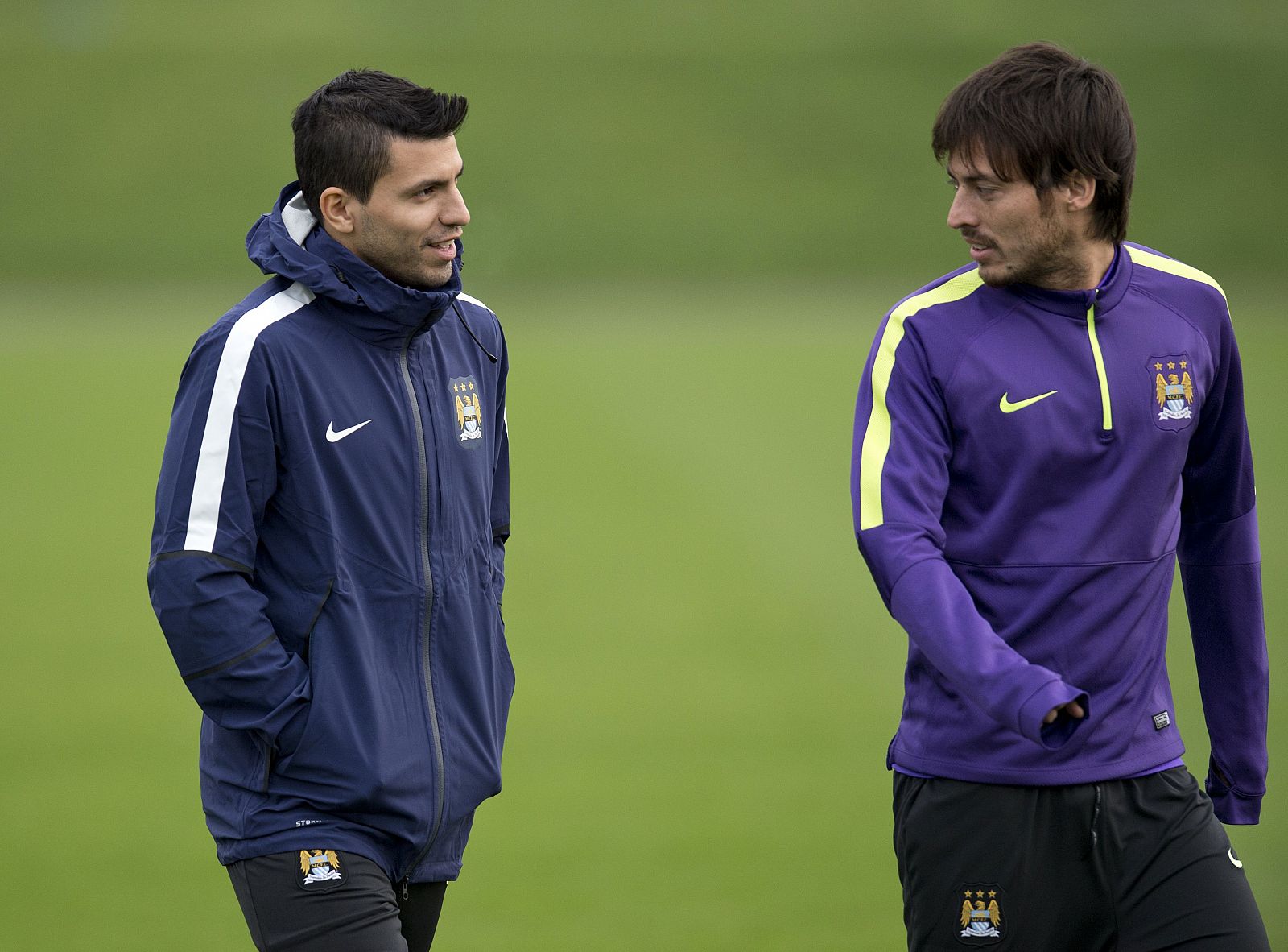 El argentino 'Kun' Agüero y el español David Silva, del Manchester City
