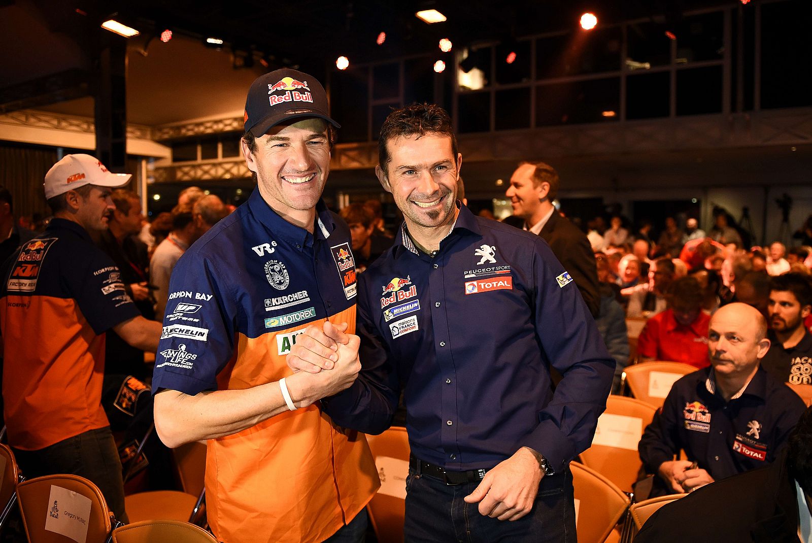 Marc Coma, en la presentación del Rally Dakar con Cyril Despres