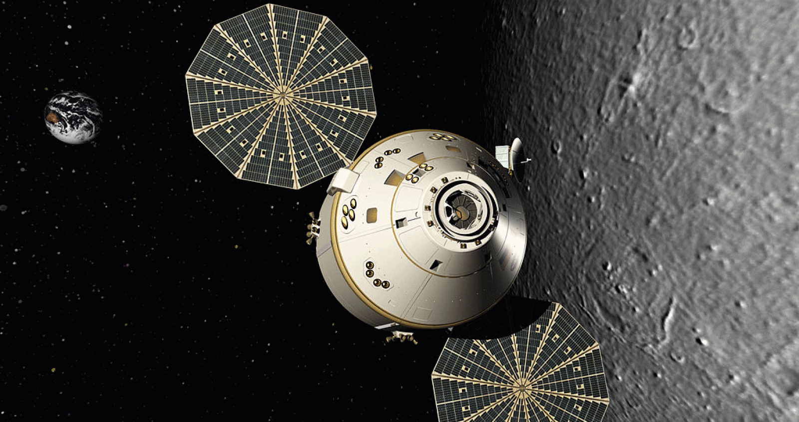 Impresión artística de la Orion durante una misión.