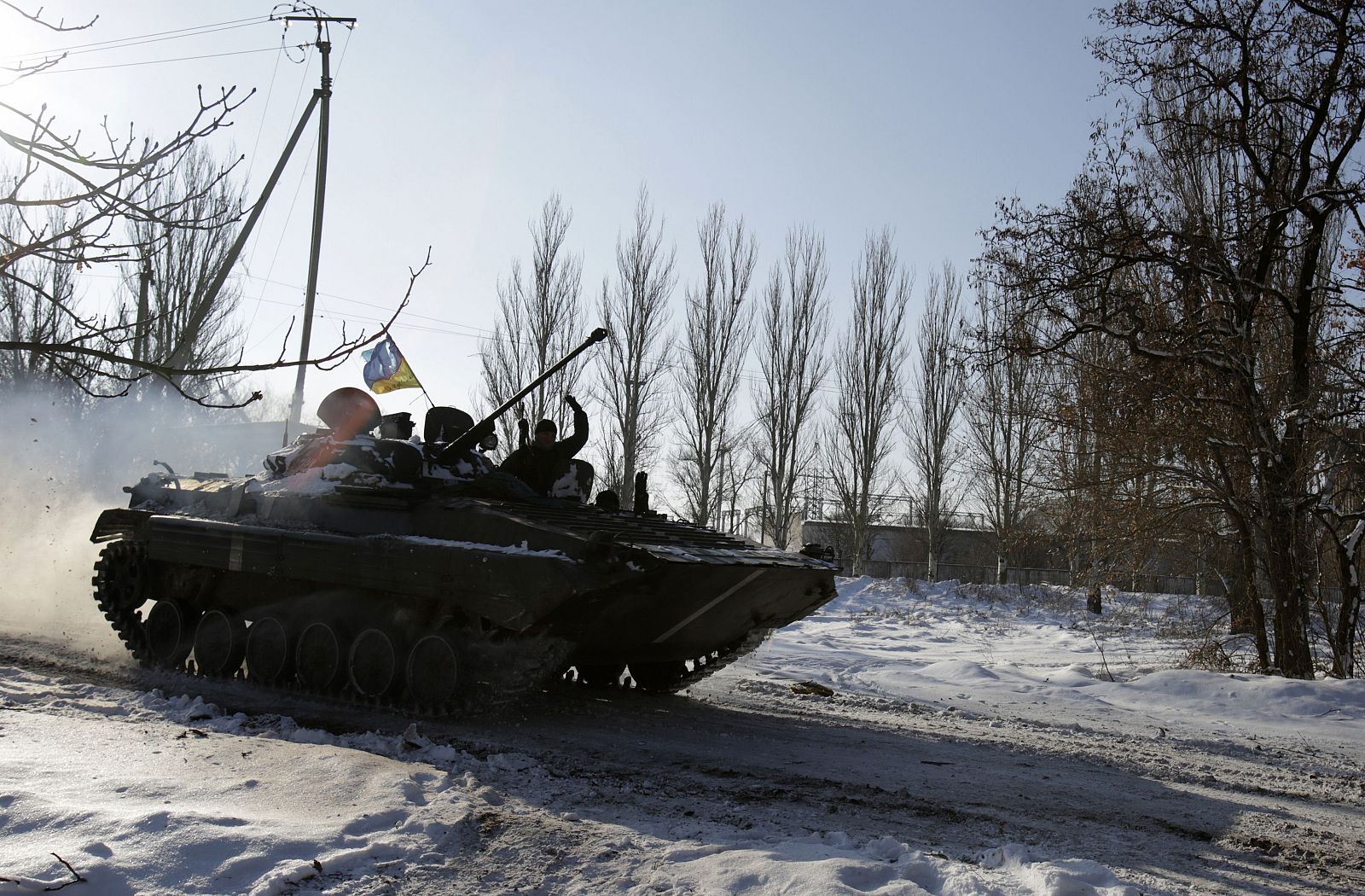Un carro de combate del Ejército ucraniao cerca del pueblo de Pisky