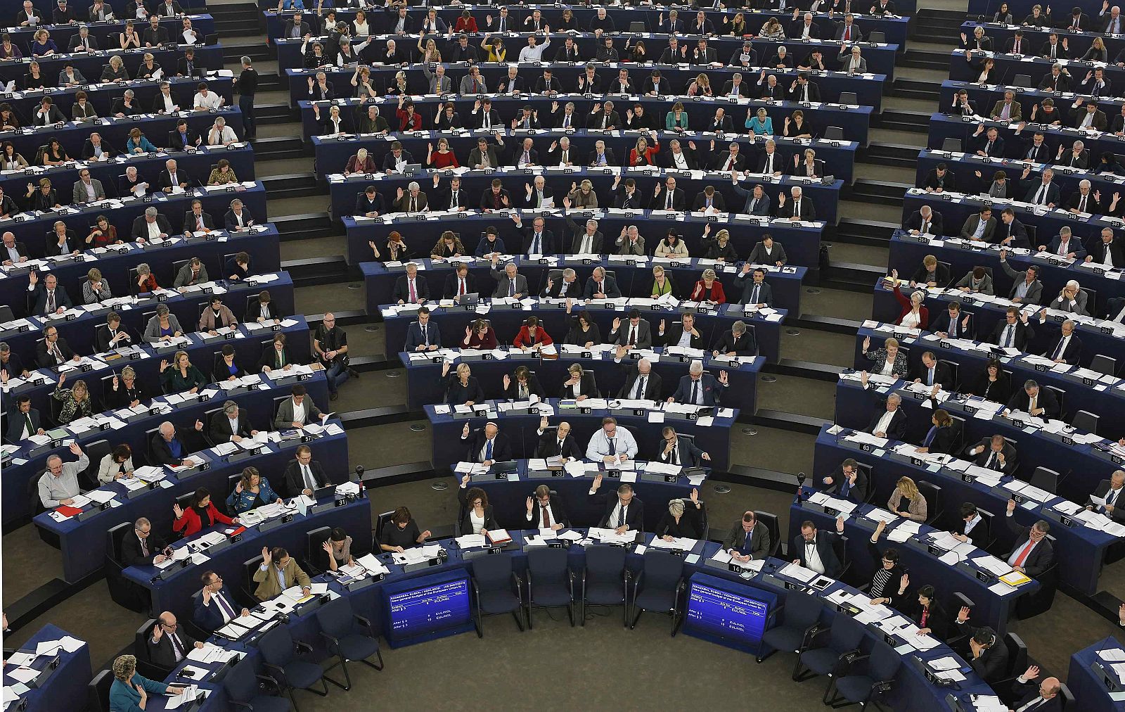 Members of the European Parliament take part in a voting session at the European Parliament in Strasbourg