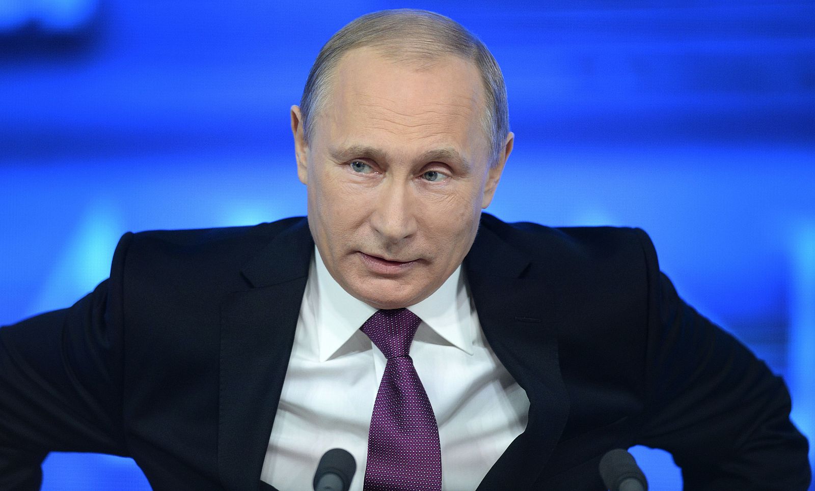 El presidente ruso,  Vladímir Putin, durante rueda de prensa anual en Moscú