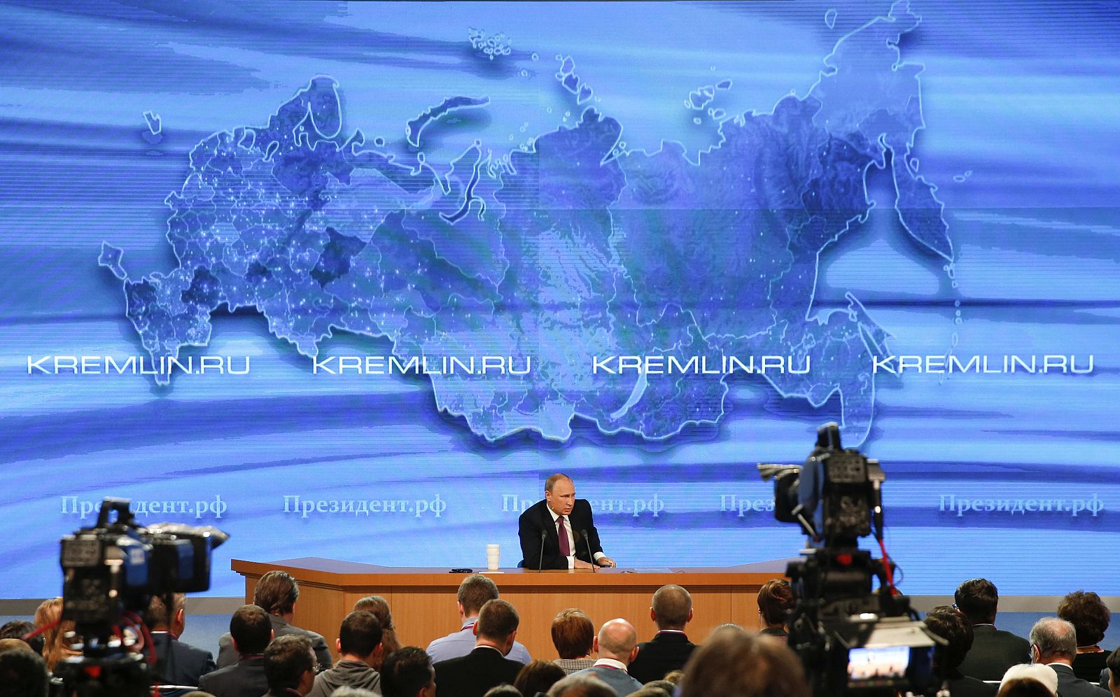 El presidente ruso, Vladímir Putin, en su rueda de prensa anual en Moscú.