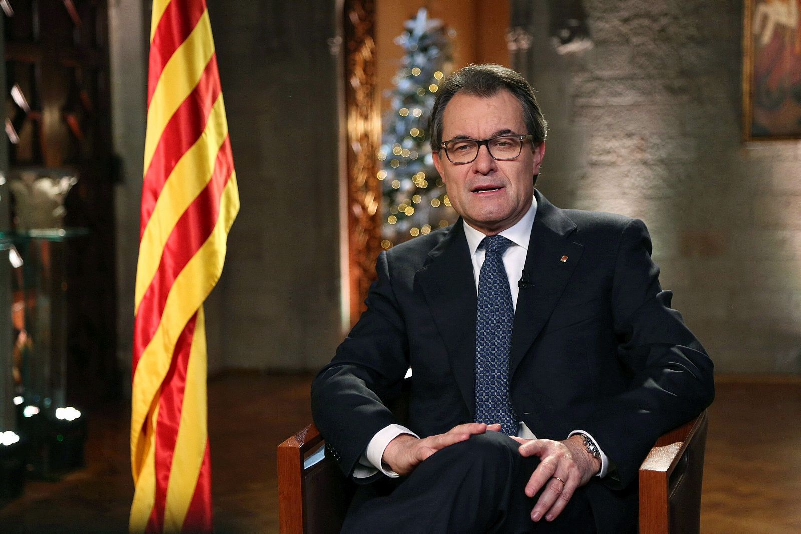 El presidnte de la Generalitat, Artur Mas, durante su mensaje institucional de Fin de Año.