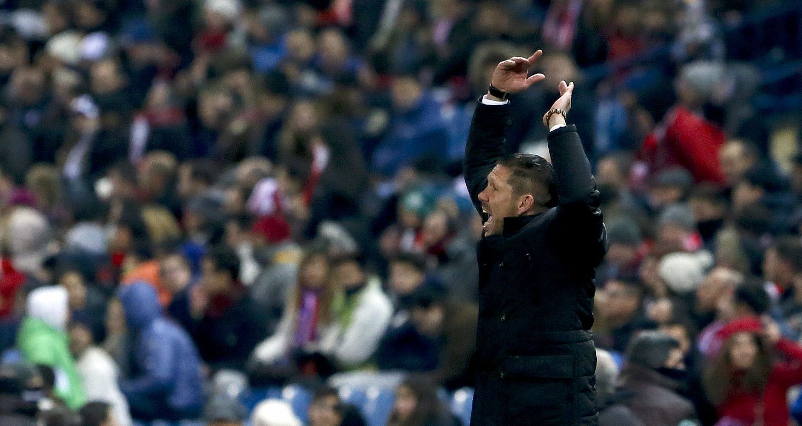 El entrenador del Atlético de Madrid Diego Simeone celebra el segundo gol