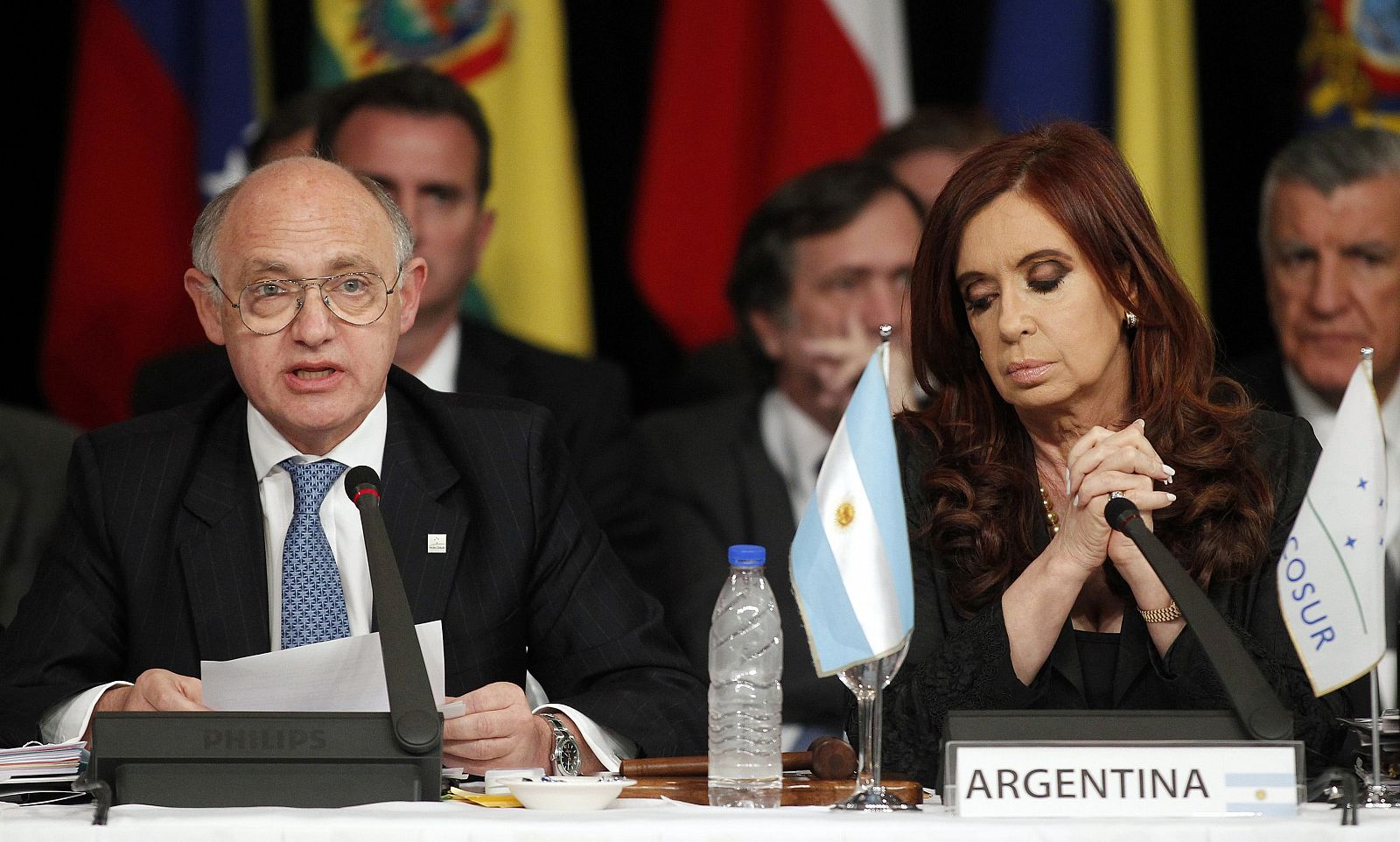 File photo of Argentina's President Cristina Fernandez de Kirchner and Argentina's Foreign Minister Hector Timerman addresses the annual summit of the Mercosur trade bloc in Mendoza