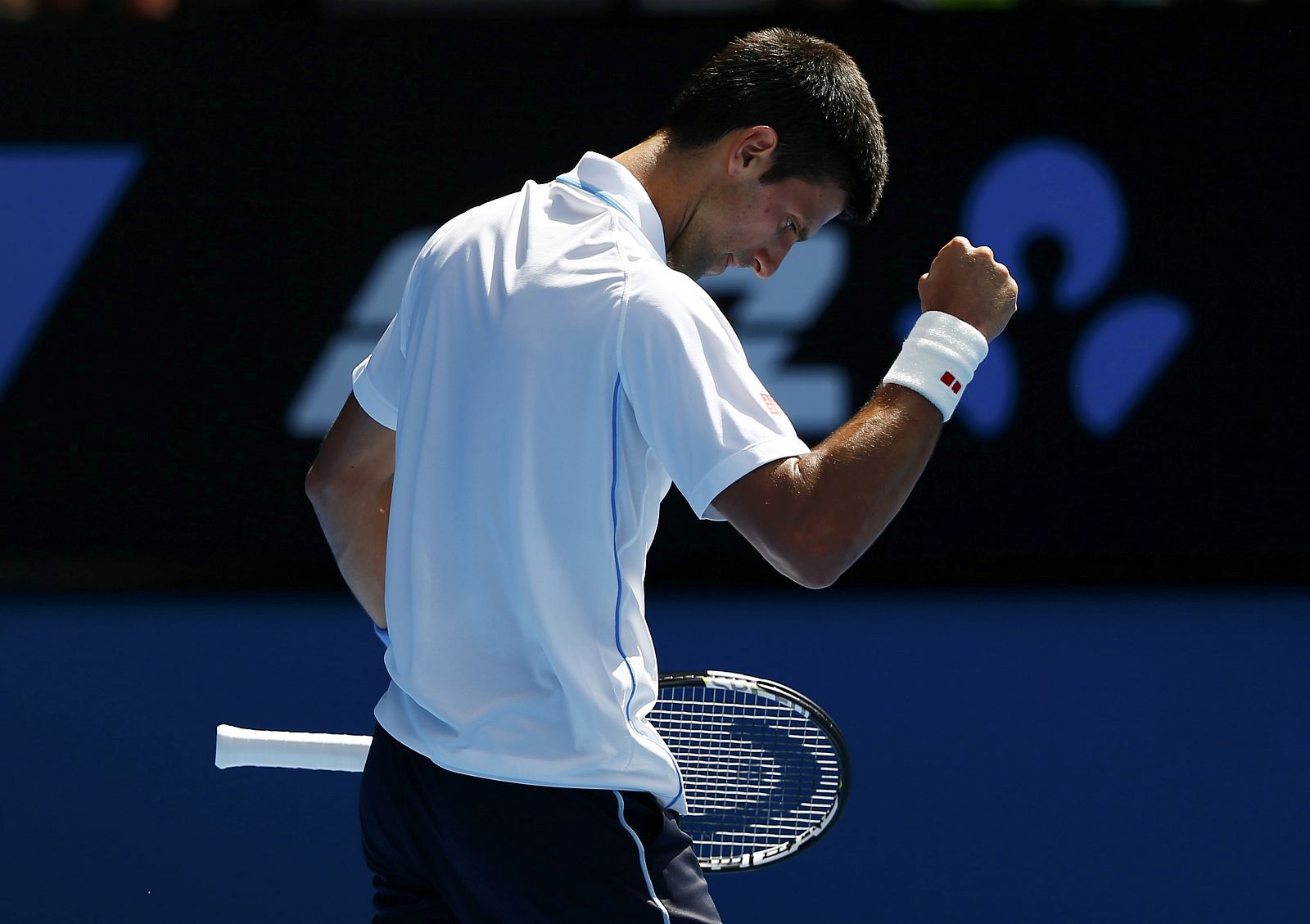 Djokovic celebra su triunfo sobre Kutznetsov.