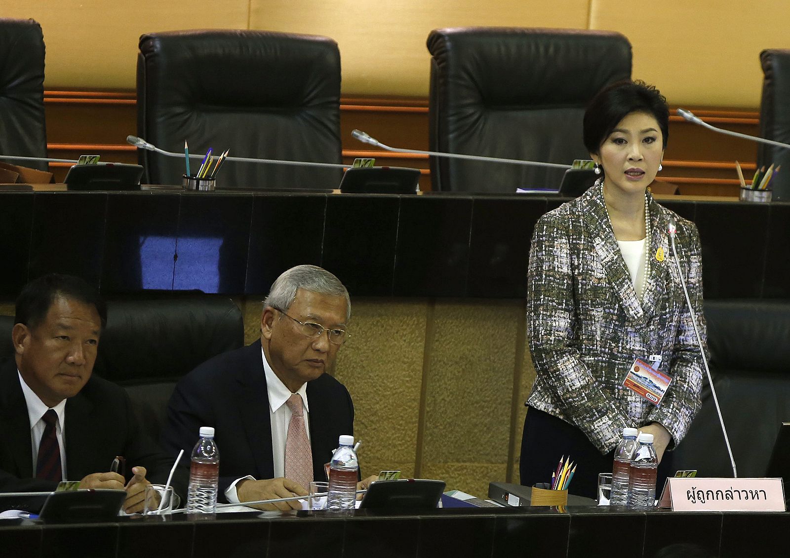 La ex primera ministra tailandesa, Yingluck Shinawatra durante su comparecencia ante la Asamblea Nacional.