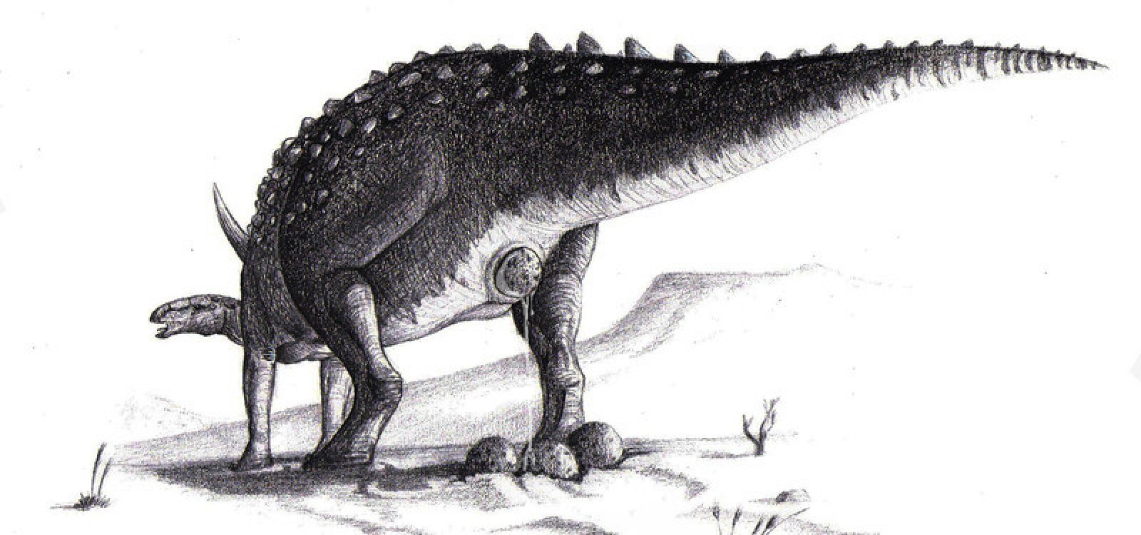 Reconstrucción de Struthiosaurus poniendo huevos Cairanoolithus.