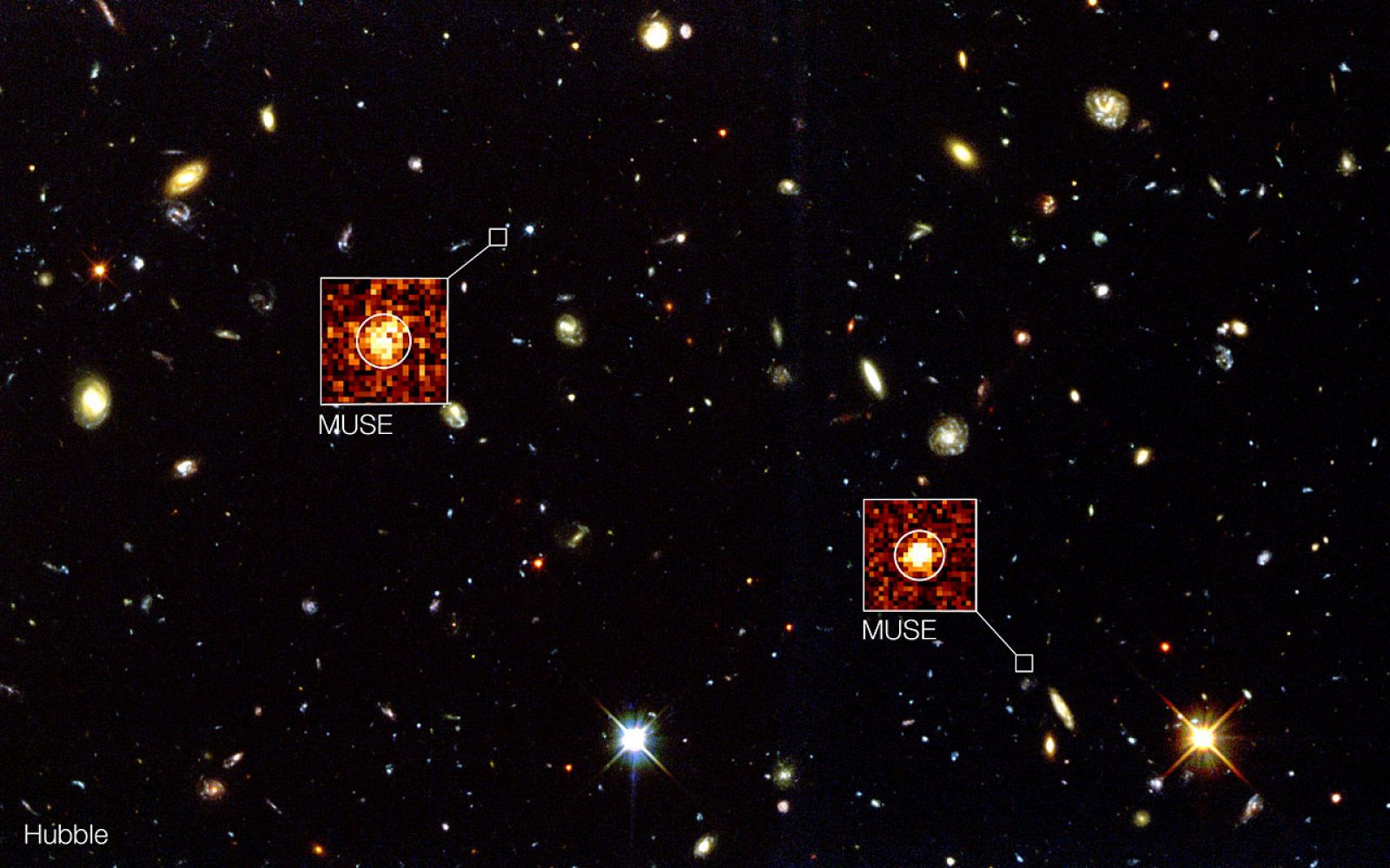 Imagen del telescopio espacial Hubble de NASA/ESA de la región conocida como el campo profundo sur del Hubble.