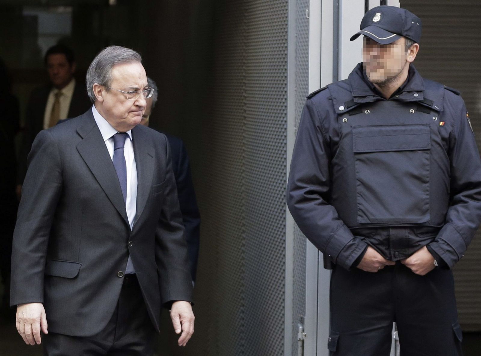 El presidente del Real Madrid, Florentino Pérez, tras declarar como testigo en la Audiencia Nacional.
