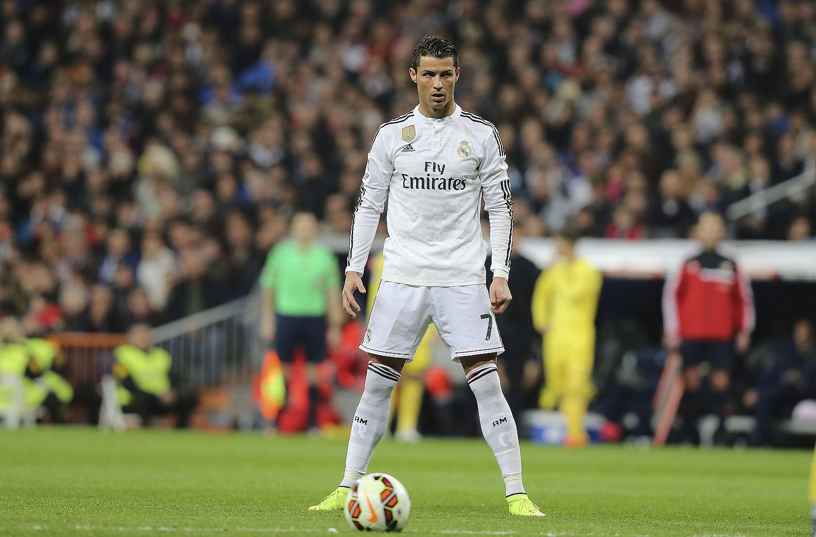 Cristiano Ronaldo antes de anotar su gol 291 con el Madrid ante el Villarreal.