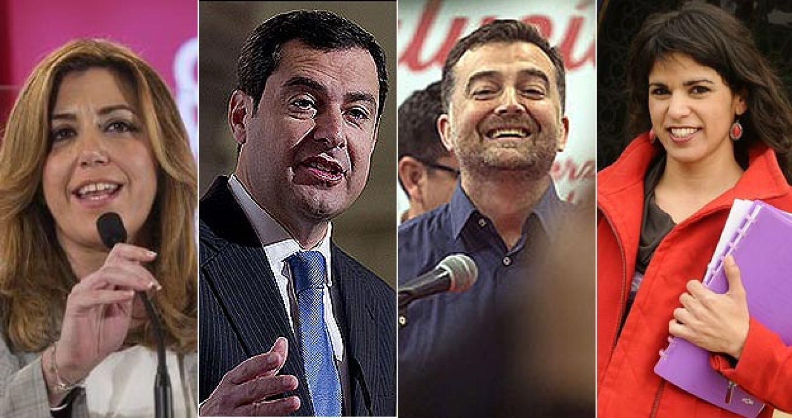 De izq a dcha, Díaz (PSOE), Moreno (PP), Maíllo (IU) y Rodríguez (Podemos)